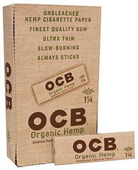 OCB ORG HEMP 1 1/4 WIDE Si) OCB Organic Hemp Rolling Papers 1 1/4 Size - Full Box (24 Books), 1.25, brown