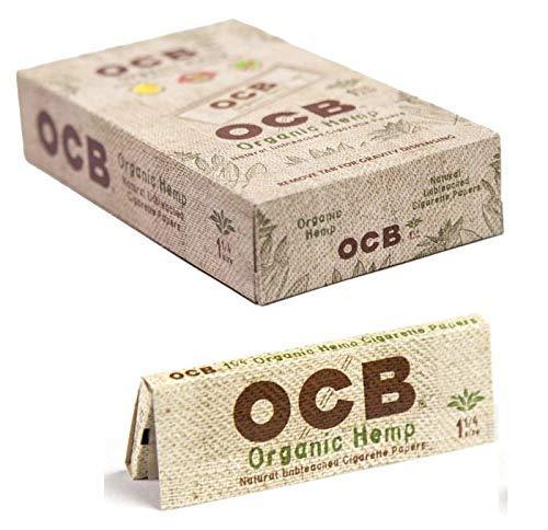 OCB ORG HEMP 1 1/4 WIDE Si) OCB Organic Hemp Rolling Papers 1 1/4 Size - Full Box (24 Books), 1.25, brown
