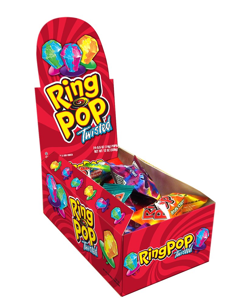 Bazooka Twisted Ring Pop, 0.50 Ounce (Pack of 24)