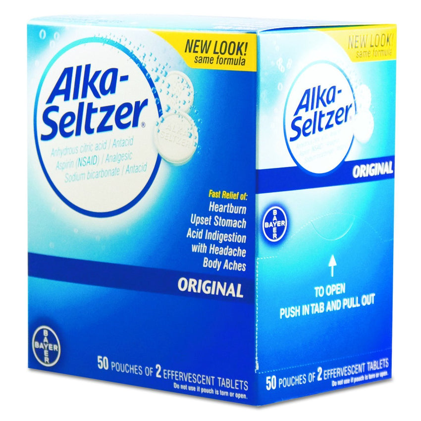 Alka-Seltzer PFY BXAS50 80659297 Antacid and Pain Relief Medicine, Two-Pack (Pack of 50)