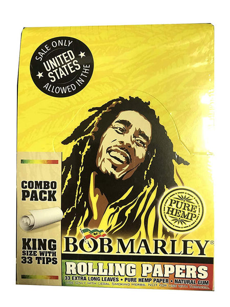 Bob Marley King Size Cigarette Rolling Paper with 33 Tips! Combo Pack! - 24 Packs