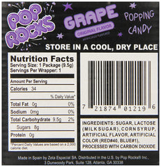 POP ROCKS Popping Candy, Grape, 0.33 oz, 24 Count